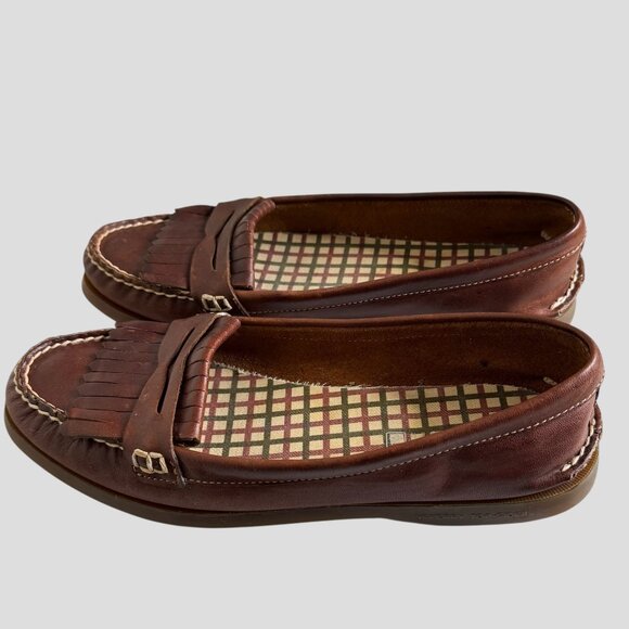 EUC Sperry Topsider Avery Kiltie Brown Penny Loafers Woman's sz 11 Leather Flats - Picture 6 of 10